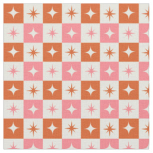 Tela Estrellas Atómicas de Cuadros Rosa Naranja de Mita