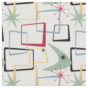 Tela Estrellas atómicas retro y boomerang de mediados d