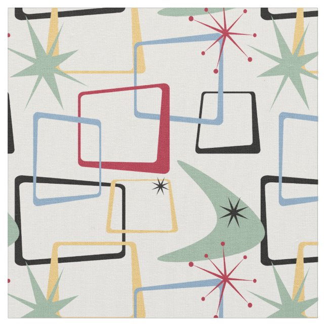 Tela Estrellas atómicas retro y boomerang de mediados d (De cerca)