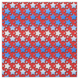 Tela Estrellas azules del blanco en rojo