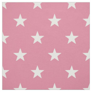 Tela Estrellas blancas de color rosa medio (de gran esc