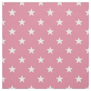 Tela Estrellas blancas rosas medias (pequeña escala)