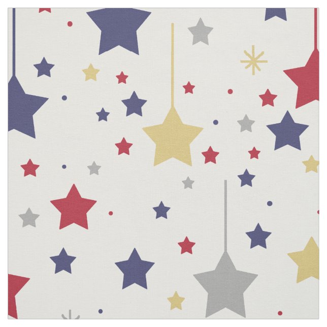 Tela Estrellas colgantes Red Blue Silver Gold (Retal)