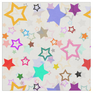 Tela Estrellas Coloridas Blancas