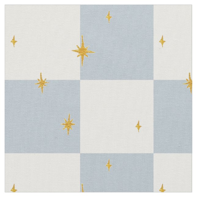 Tela Estrellas cuadros mágicos azul salvia  (De cerca)