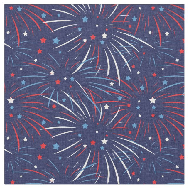 Tela Estrellas de fuegos artificiales azules rojas (De cerca)