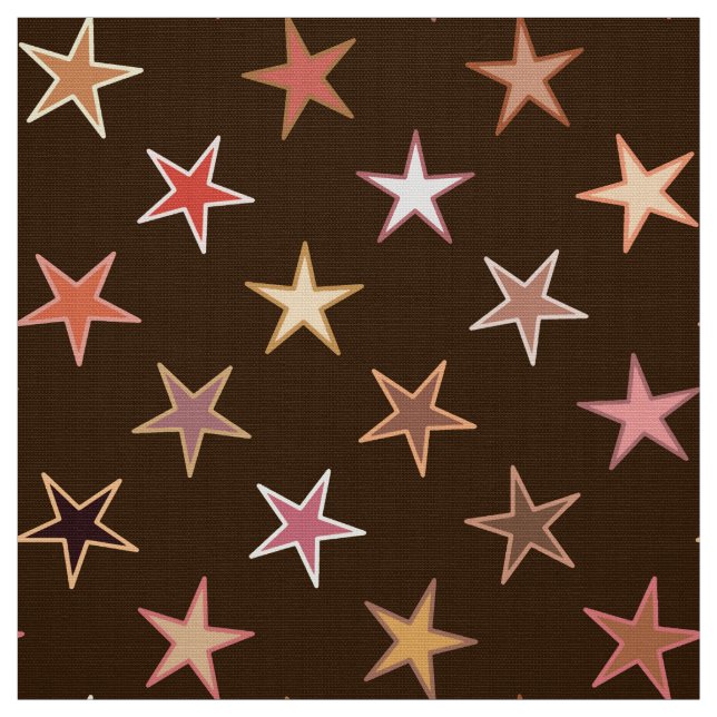 Tela Estrellas de guiño moderno, marrón chocolate y Tan (Retal)