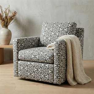 Tela Estrellas de hexágono geométricas modernas en blan