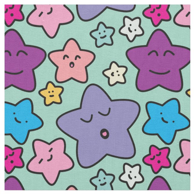 Tela Estrellas de Kawaii - adorable minoría de patrones (De cerca)