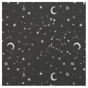 Tela estrellas de luna celestial de color negro