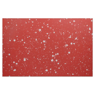 Tela Estrellas del purpurina - rojo de plata