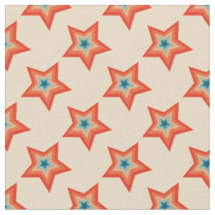 Tela Estrellas Retro Navideñas Groovy Rojo Naranja Azul