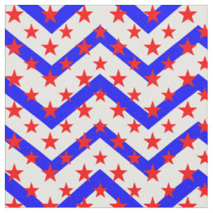 Tela Estrellas rojas sobre el zigzag blanco azul