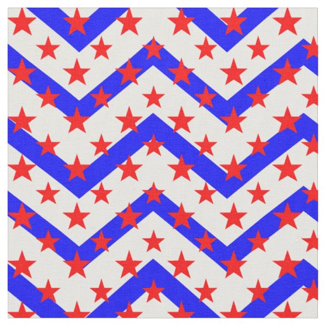 Tela Estrellas rojas sobre el zigzag blanco azul (De cerca)