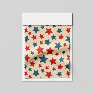 Tela Estrellas Rojas y Azules, 4 de Julio, Fondo Beige