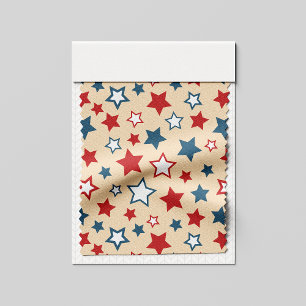 Tela Estrellas Rojas y Azules, 4 de Julio, Fondo Beige