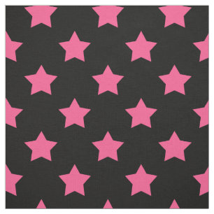 Tela Estrellas rosadas fondo negro textil