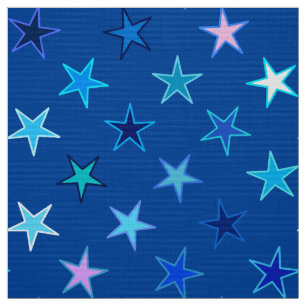 Tela Estrellas Twinkling modernas, azul cobalto y turqu