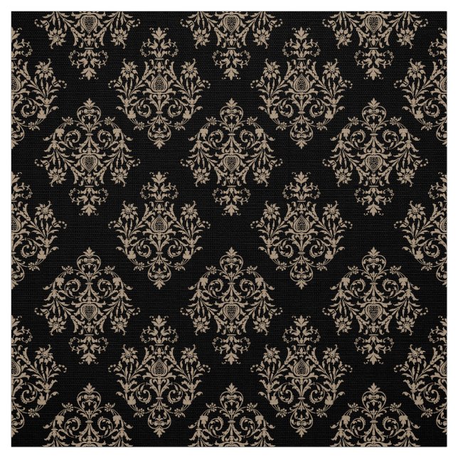 Tela Estructura Ornate Barroco negro Damask (Retal)