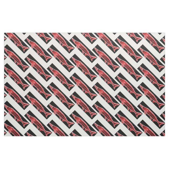 Tela esturgeos rojos zigzag patrón negro/blanco ("Cuarto gordo" (fat quarter))