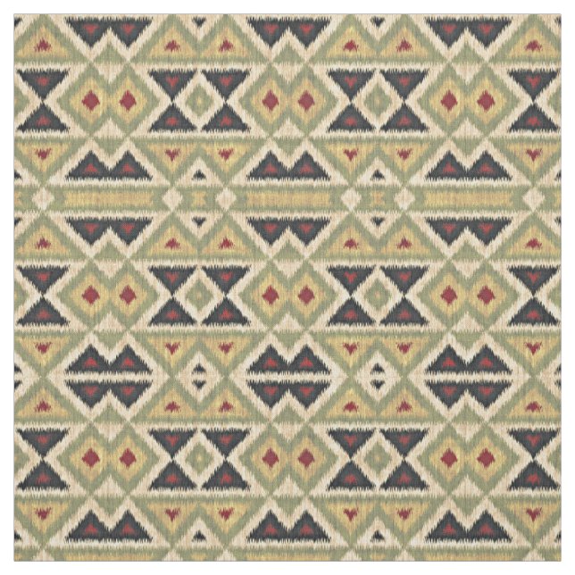 Tela Etnia verde marfil rojo ocre (Retal)