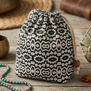 Tela Étnica tribal Guay Geométrica en blanco y negro