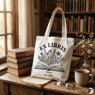 Tela Ex Libris Bolso Personalizado para Amantes de Libr