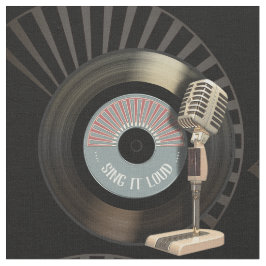 Tela Expediente retro del micrófono y del vinilo 45
