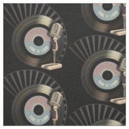 Tela Expediente retro del micrófono y del vinilo 45