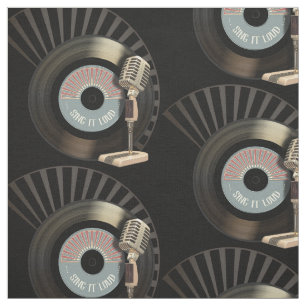 Tela Expediente retro del micrófono y del vinilo 45