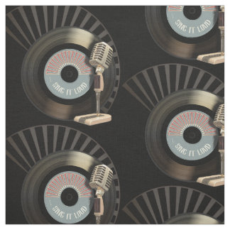 Tela Expediente retro del micrófono y del vinilo 45