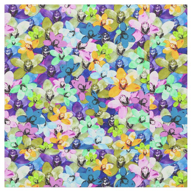 Tela Extravaganza de la acuarela de orquídeas (De cerca)