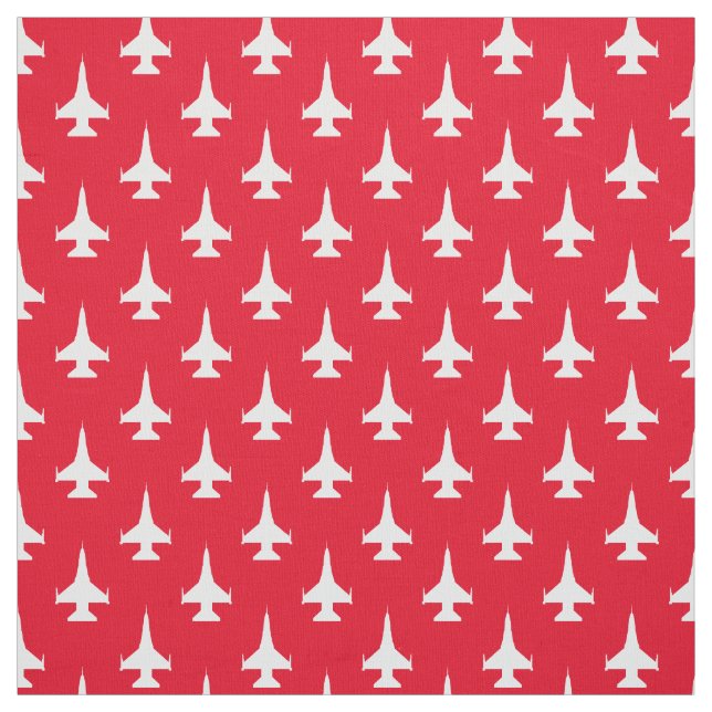 Tela F-16 Viper Fighting Falcon Jet Pattern White (Retal)