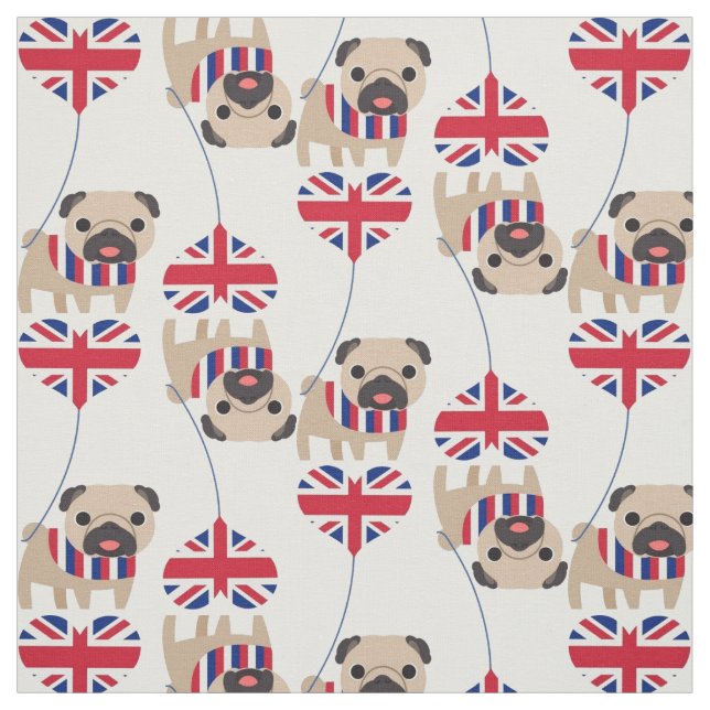Tela Fabric británico británico de pug (Retal)