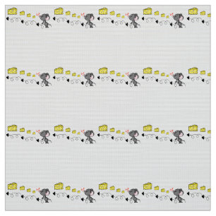 Tela Fabric Cheesy Mousey Red Hearts Kisses