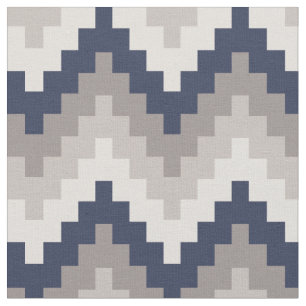 Tela Fabric Chevron Geométrico Pattern Azul y Gray