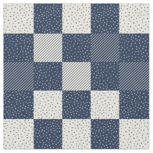 Tela Fabric - Crazy Buffalo Check in Blue and Cream