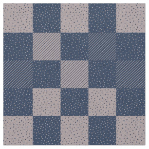 Tela Fabric - Crazy Buffalo Check in Blue and Taupe