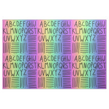 Fabric de ABC manuscritos arcoiris