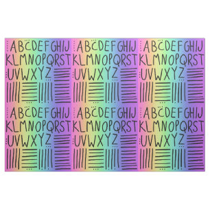Tela Fabric de ABC manuscritos arcoiris