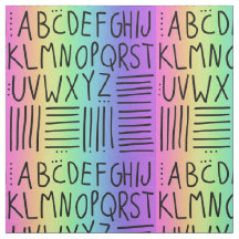 Fabric de ABC manuscritos arcoiris