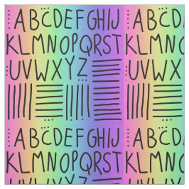 Tela Fabric de ABC manuscritos arcoiris