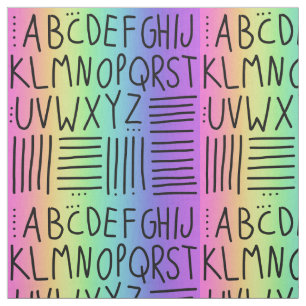 Tela Fabric de ABC manuscritos arcoiris