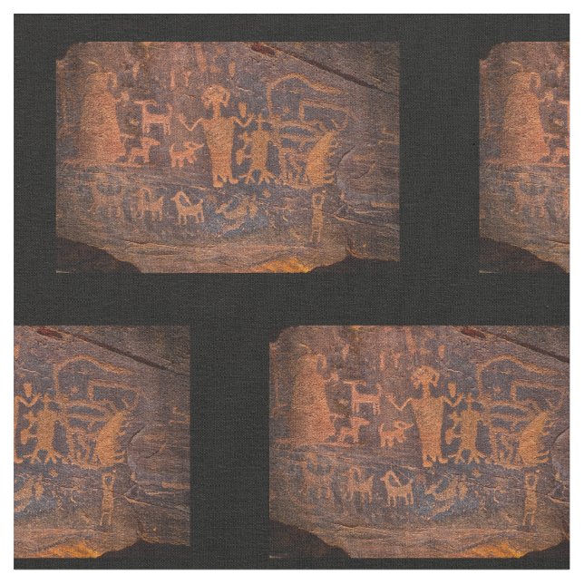 Tela Fabric de algodón de petroglifo del suroeste (De cerca)