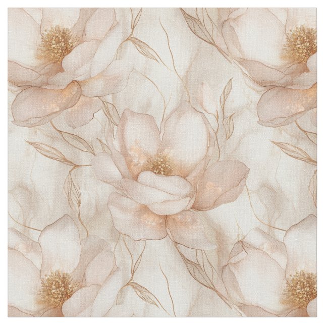 Tela Fabric de champagne Magnolias (De cerca)