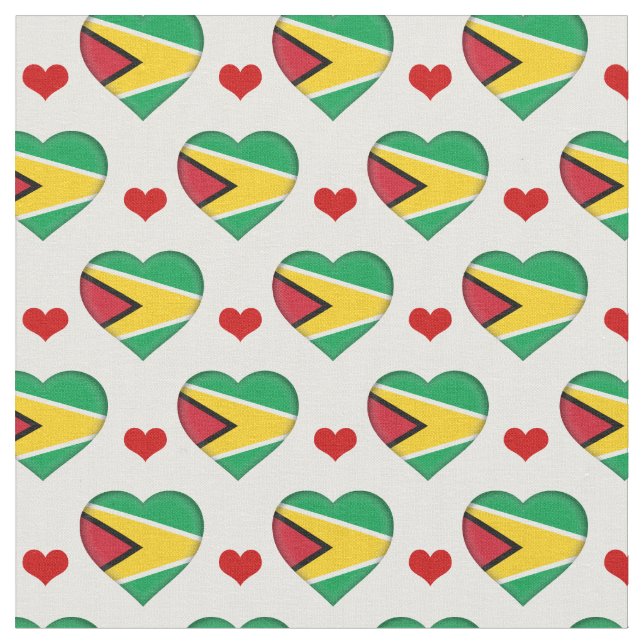 Tela Fabric de moda con bandera de Guyana de corazón ro (De cerca)