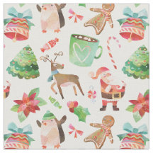 Fabric de Navidades de acuarela