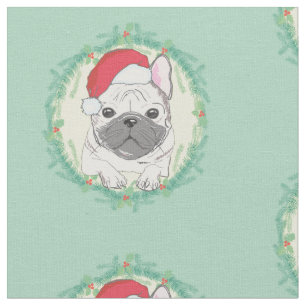 Tela Fabric de Navidades de Bulldog franceses