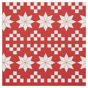 Tela Fabric de Navidades de poinsettia roja y blanca