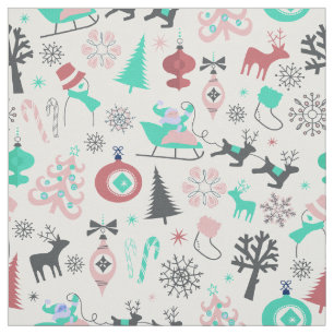 Tela Fabric de Navidades Retro Santa Deers